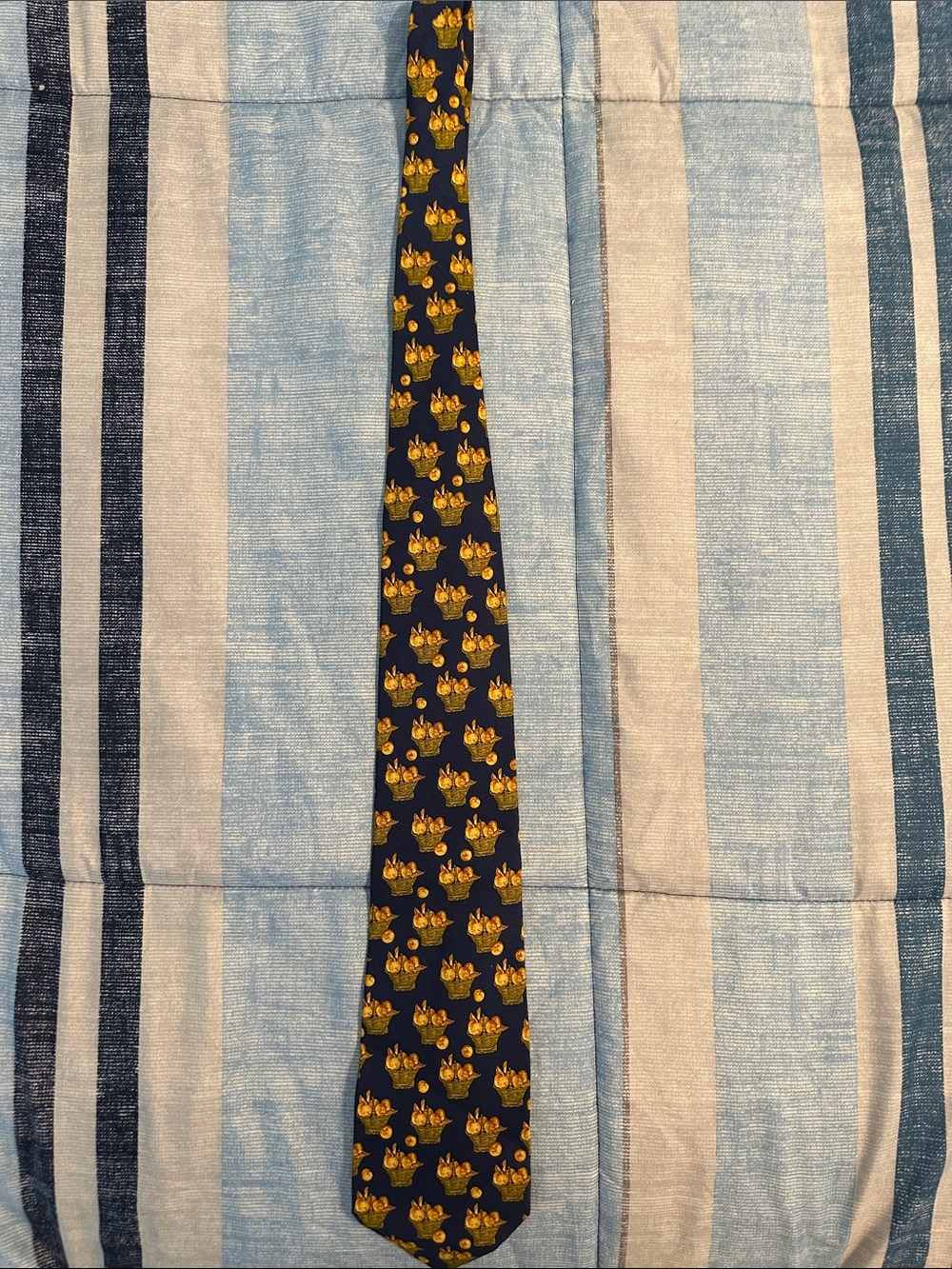 Yves Saint Laurent Navy Tie with Yellow Crown Motif